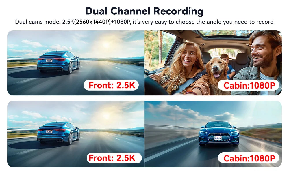 REDTIGER A6  4K Dash Cam Built-in 5.8Ghz WiFi GPS Car DVR Upgrade Night Vision Parking Monitor 3 Cameras Front/Cabin/Rear Cam