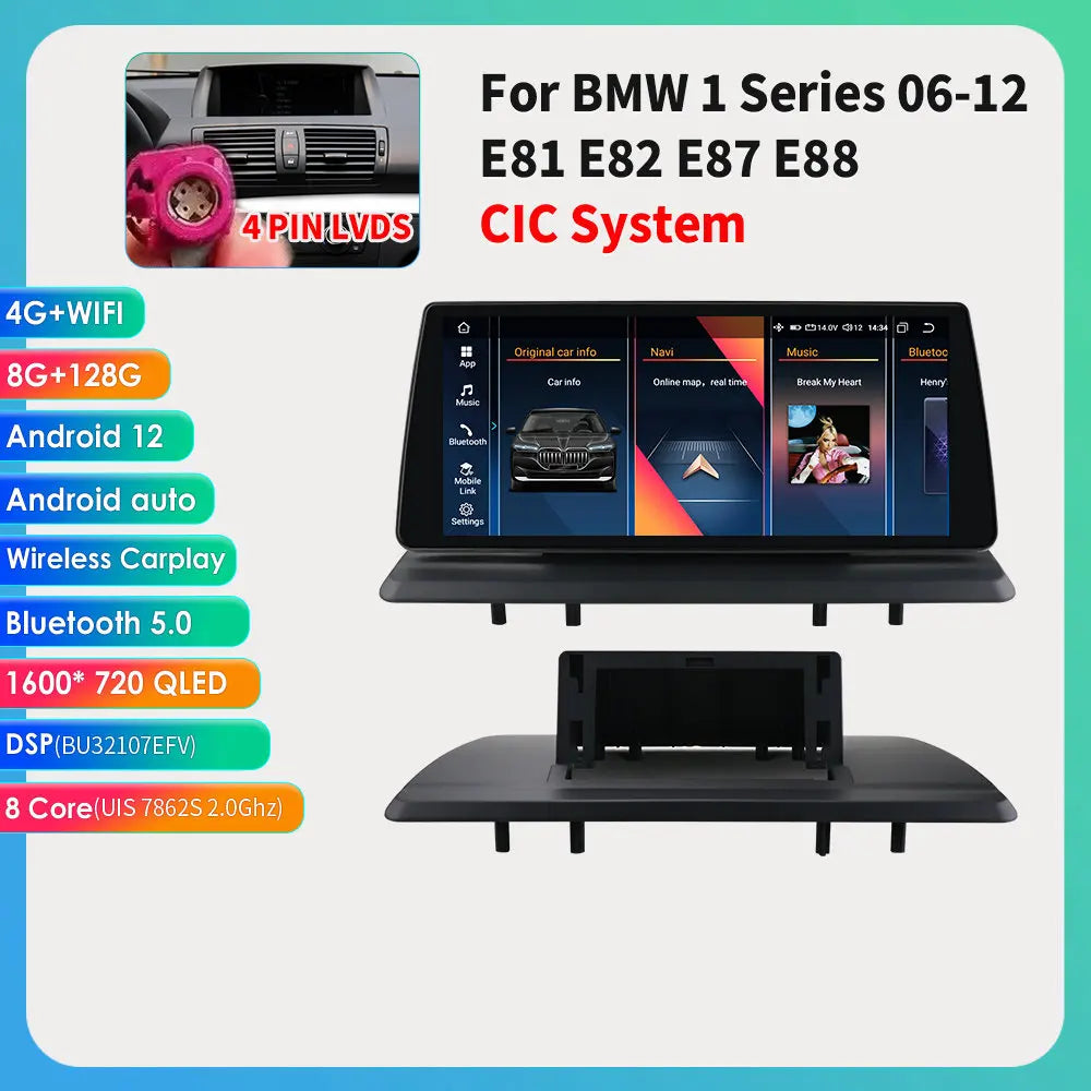 10.25"Android 12 For BMW 1 Series E81 E82 E87 E88 CCC CIC Autoradio multimedia player 2din DSP Carplay 7862 Head Unit 4G Screen