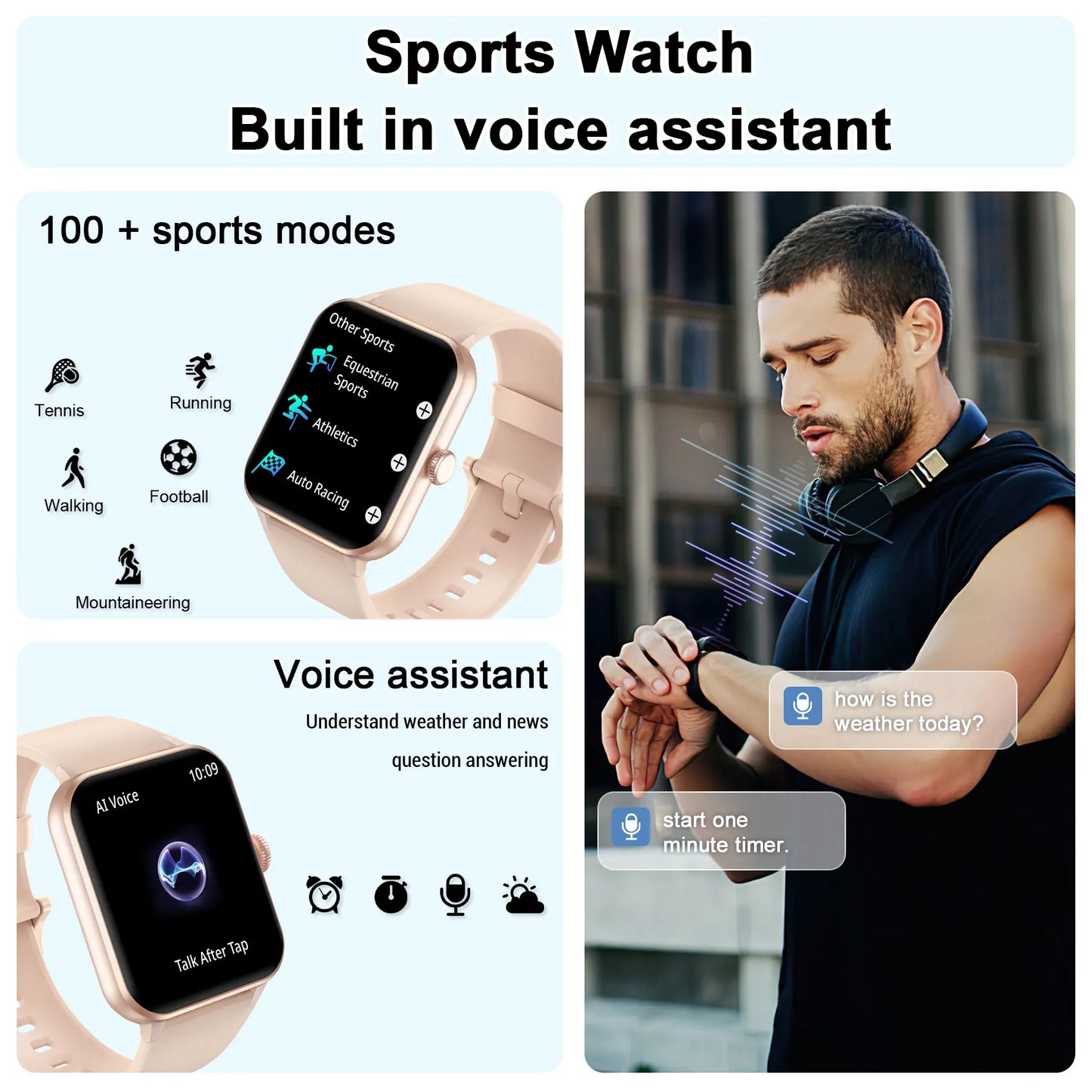 Baolubao Smart Watch 1.85" HD Display Bluetooth Calling AI Voice Smartwatch Fitness Sleep Stress Monitor with 100+ Sports Modes