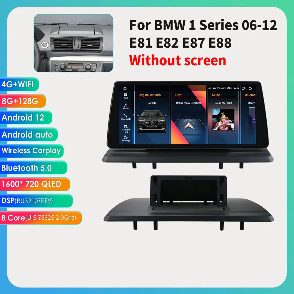 10.25"Android 12 For BMW 1 Series E81 E82 E87 E88 CCC CIC Autoradio multimedia player 2din DSP Carplay 7862 Head Unit 4G Screen