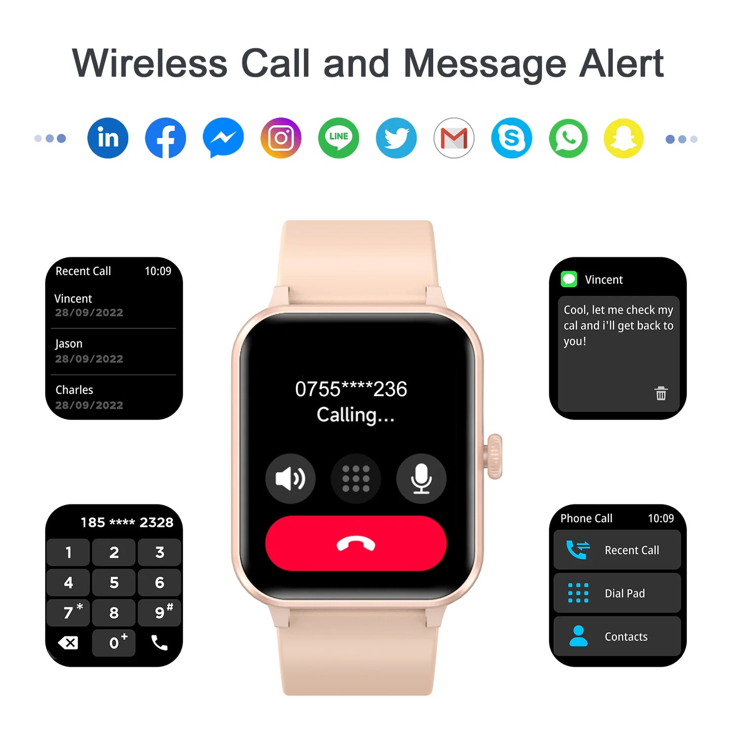 Baolubao Smart Watch 1.85" HD Display Bluetooth Calling AI Voice Smartwatch Fitness Sleep Stress Monitor with 100+ Sports Modes