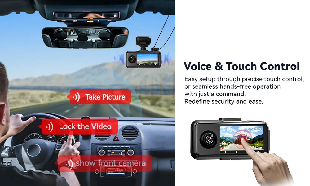 REDTIGER A6  4K Dash Cam Built-in 5.8Ghz WiFi GPS Car DVR Upgrade Night Vision Parking Monitor 3 Cameras Front/Cabin/Rear Cam