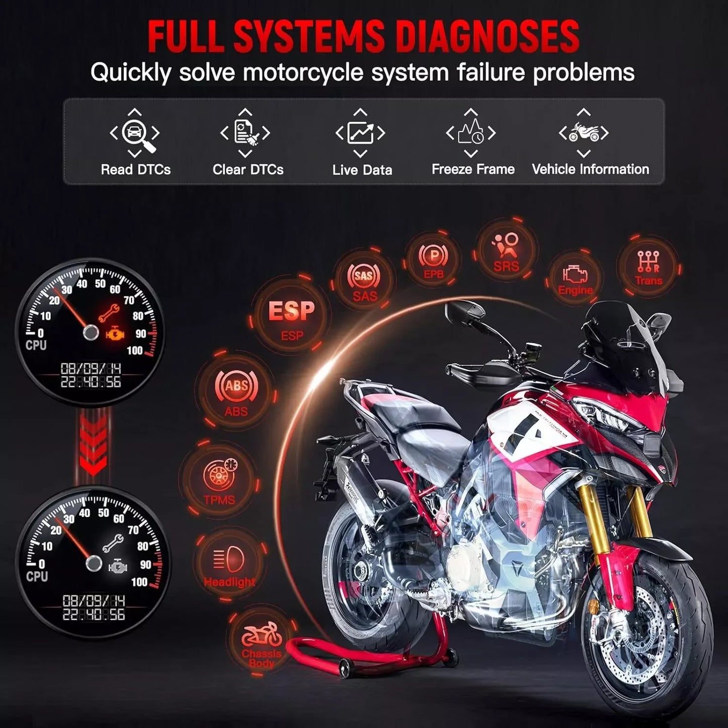 ANCEL MT510 Fit for BMW Motorcycle Diagnostic Tool Full System Motorbike OBD2 Scanner Code Reader ABS Bleed Oil TPS ECU Reset