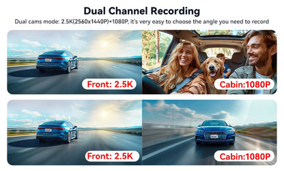 REDTIGER A6  4K Dash Cam Built-in 5.8Ghz WiFi GPS Car DVR Upgrade Night Vision Parking Monitor 3 Cameras Front/Cabin/Rear Cam