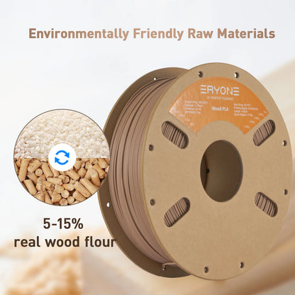 ERYONE Promotion Wood PLA Filament Light/Deep Color (1KG/2.2lbs) 1.75mm For FDM 3D Printer High Quality Free Fast Shipping