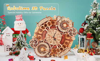Robotime Wall Clock 3D Wooden Puzzle Wooden Set Mechanical Building Kits Wooden Puzzle Game Children Gift Best Christmas Gift