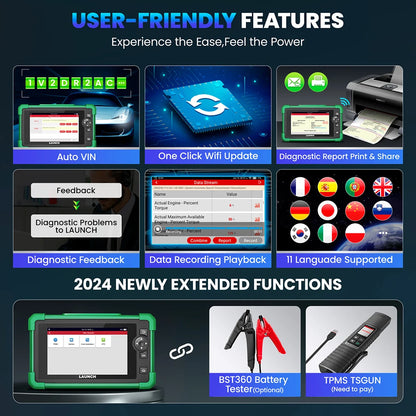 LAUNCH CRP919 EV Electric Vehicle Scanner New Energy Vehicles OBD2 Diagnostic Tool 43 Resets CAN FD Doip Full Systems Auto Scan
