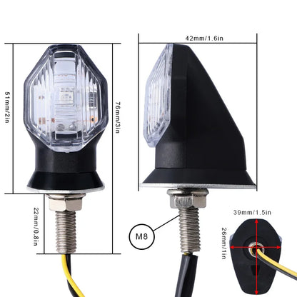 8mm Universal Mini Motorcycle LED Turn Signal Indicator flasher Amber Light Blinker clignotant moto for Honda Suzuki Yamaha 12V