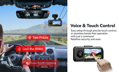 REDTIGER A6  4K Dash Cam Built-in 5.8Ghz WiFi GPS Car DVR Upgrade Night Vision Parking Monitor 3 Cameras Front/Cabin/Rear Cam