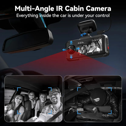 REDTIGER A6  4K Dash Cam Built-in 5.8Ghz WiFi GPS Car DVR Upgrade Night Vision Parking Monitor 3 Cameras Front/Cabin/Rear Cam
