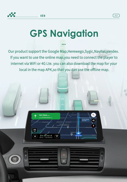 10.25"Android 12 For BMW 1 Series E81 E82 E87 E88 CCC CIC Autoradio multimedia player 2din DSP Carplay 7862 Head Unit 4G Screen
