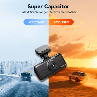 REDTIGER A6  4K Dash Cam Built-in 5.8Ghz WiFi GPS Car DVR Upgrade Night Vision Parking Monitor 3 Cameras Front/Cabin/Rear Cam